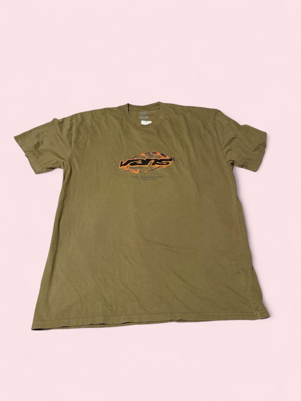 Vans Olive Green Short Sleeve Tee with Orange Logo